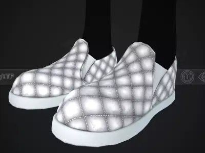 White Leather Shoes Style 2  Low-poly 3D model