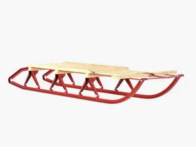 Wooden snow sled 3D model