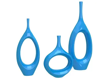 Decor Tabletop Hollowed Vases blue 3D model
