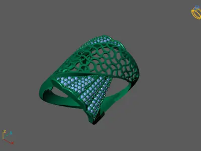 STL 3DM Women Ring Womens Ring Diamonds With Stone Model DP1606 3D print model