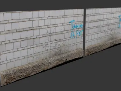 White brick wall Scan 3D model