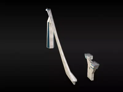 Ski Jumping Ramp and Judges Tower Low-poly 3D model