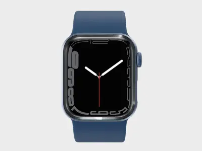 Apple Watch 7 - Silver Stainless Steel Case Blue Sport Band Low-poly 3D model