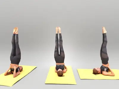 Female standing on her head and doing yoga 420 Low-poly 3D model
