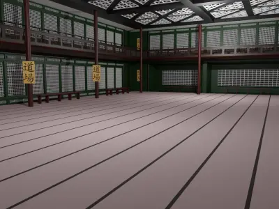 Japanese Dojo Low-poly 3D model