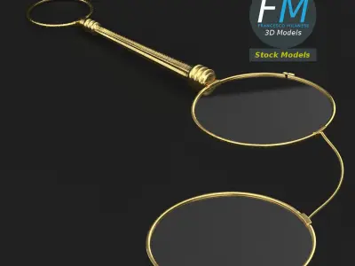 Lorgnette eyeglasses 3D model