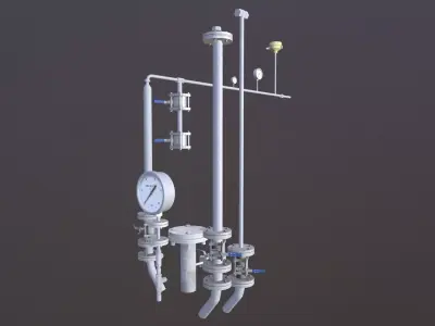 Valves and Flange Low-poly 3D model