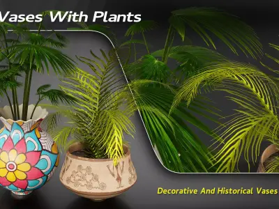 15 Decorative Vase With Plants 3D model