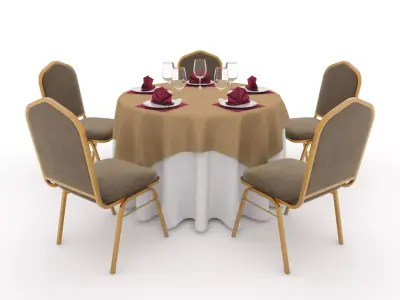 Banquet Table and Chair 01  3D model