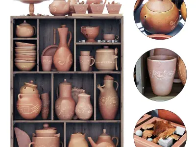 Dishes clay decor n16 3D model