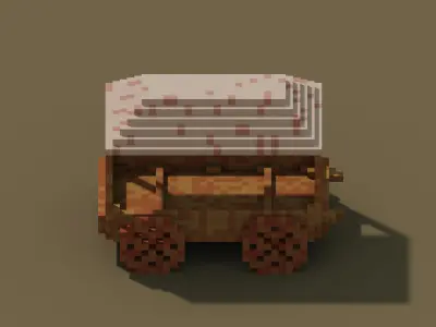Free Cart Voxel Model From Main Wild West Bundle OBJ PLY QB Free low-poly 3D model
