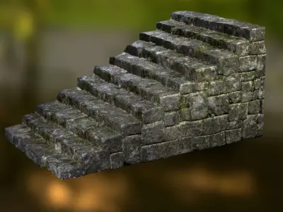 Stone Stairs  Low-poly 3D model