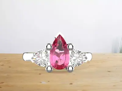 3 stone and sapphire beautful wedding lucxary  ring  3D print model