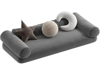 Sofa and Docorative Pillows 3D model