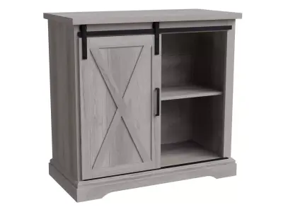 Graywashed Rustic Farmhouse Accent Cabinet Low-poly 3D model