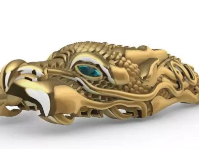 Dragon Buckle with Gemstone Eyes 3D Model 3D model
