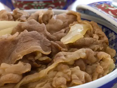 Gyudon and Donburi bowl with lid - Japanese Beef Rice Bowl Low-poly 3D model