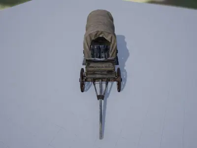 Old Wagon Caravan Cart - PBR Low-poly 3D model