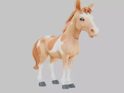 Cartoon Horse Realistic Low-poly 3D model
