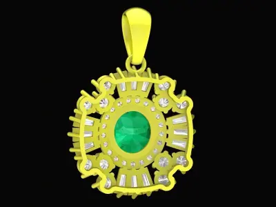 Luxury Oval Gemstone Halo Pendant 3D Model 4268 3D print model