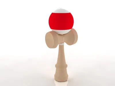 kendama ball on wooden stick Low-poly 3D model