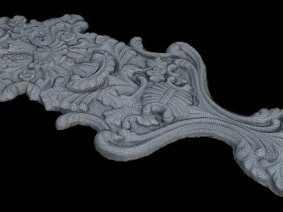  Floral Wall Ornament Scan Low-poly 3D model