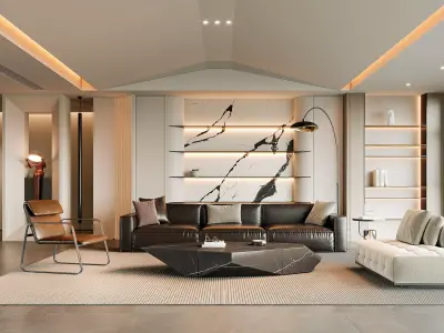 Modern living room 3D model  3D model