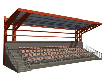 Tribune for football field short 3D model