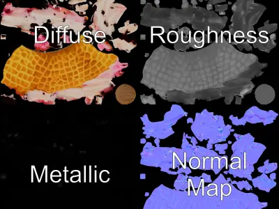 Ice Cream Cone with Chocolate Chips Model Pack Low-poly 3D model