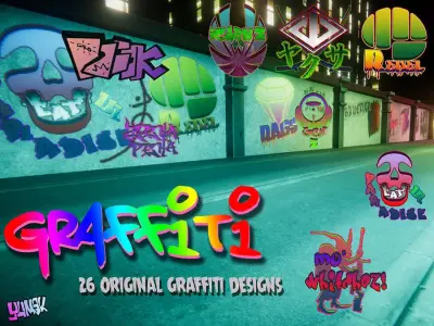 Graffiti Unity pack Low-poly 3D model
