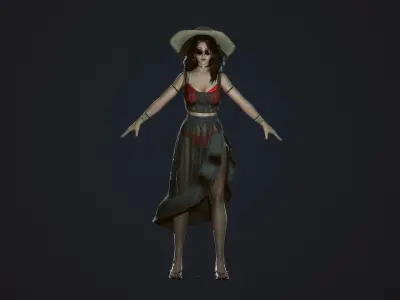 Summer Beach Girl - Game Ready  Low-poly 3D model