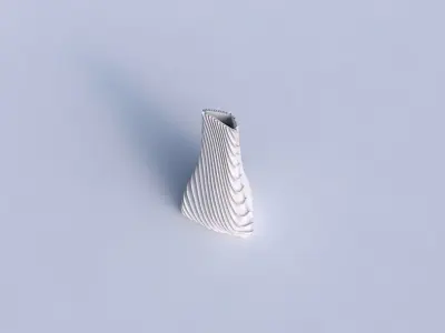 Vase grounded tilted triangle with wavy extruded lines 2 3D print model
