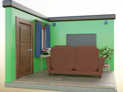 Isometric Room Low poly Low-poly 3D model