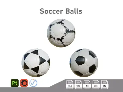 Soccer Balls Low-poly 3D model