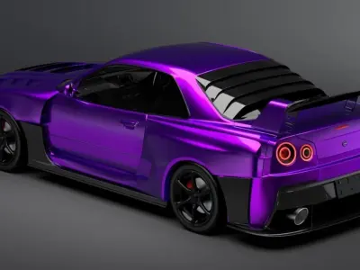 Nissan Skyline R34 STAGE2 Hycade 3D Model HQ Detail Low-poly 3D model