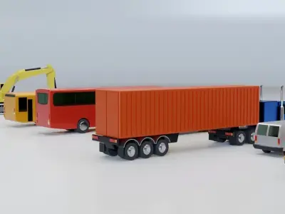 Vehicles Collection Lowpoly - 10 Items set Low-poly 3D model