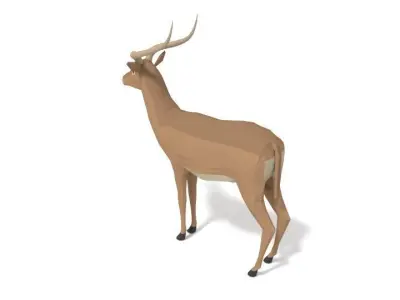Low Poly Cartoon Impala Antelope Low-poly 3D model