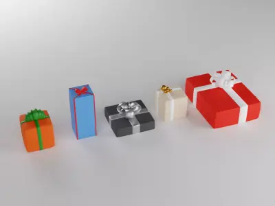Gifts set orange and gift box Low-poly 3D model