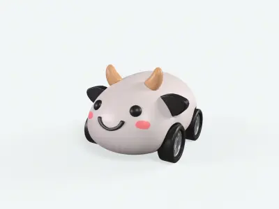 Cartoon Cow Car Cute Low-poly 3D model