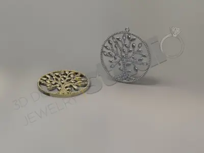 Art luxury tree of life with gems pendant 3d model 3D print model
