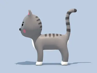 Cartoon Cat Low-poly 3D model 2