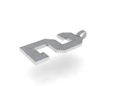 2 Number Pave Pendant 1264 3D print model