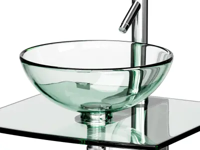 Unique Tempered Glass Wall Mount Vessel Sink 3D model
