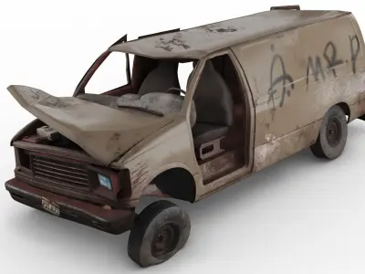 Crashed Van 01 Low-poly 3D model