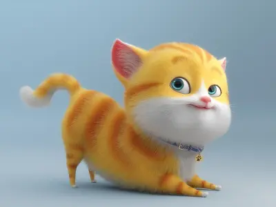 Cartoon Cat Rigged 3D model