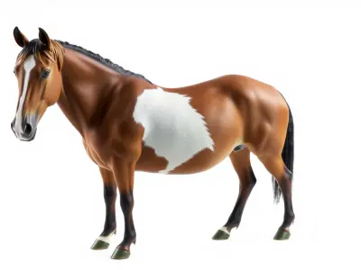 Bay Warmblood Horse Model with White Markings Low-poly 3D model