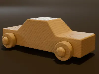 Wooden Toy Car Low-poly 3D model