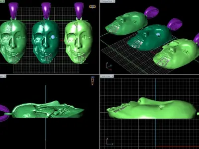 3 Version Bluffmen Pendant Jewelry Model Skull STL Bluff Ring 3D print model