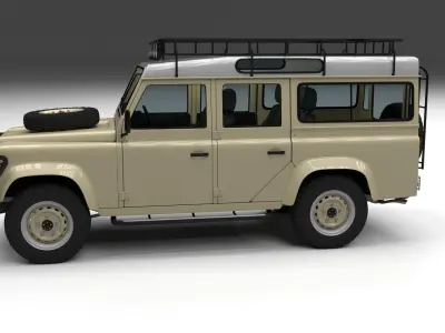 Land Rover Defender 110 Station Wagon w interior 3D model