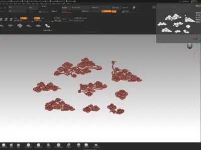 Cloud sculpture relief flower  3D printing decoration ZB brush 3D print model